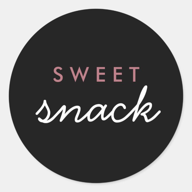 Sweet Snack Sticker Wedding Favor Rose Gold Black (Front)
