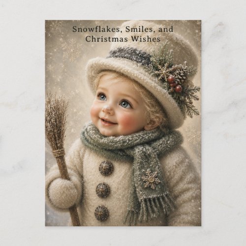 Sweet Snow Child Christmas Greeting Card