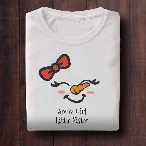 Sweet Snow Girl Little Sister Cute Snowman Face T_Shirt
