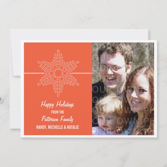 Sweet Snowflake Holiday Flat Card, Orange Card (Front)
