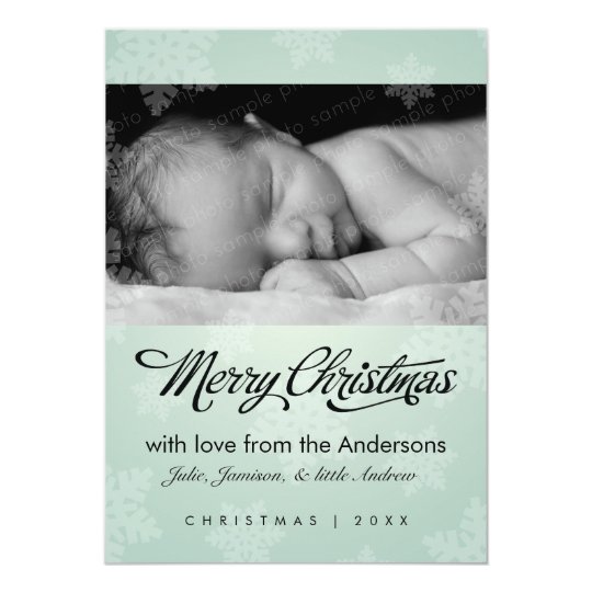 Sweet snowflake mint holiday photo card