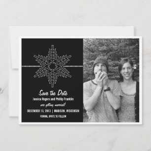 Sweet Snowflake Save the Date Invite, Black Invitation