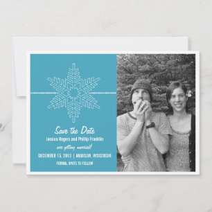 Sweet Snowflake Save the Date Invite, Blue Invitation