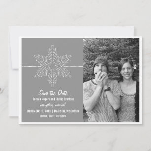 Sweet Snowflake Save the Date Invite, Gray Invitation
