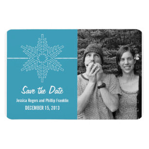 Sweet Snowflake Save the Date Magnet, Blue Magnet