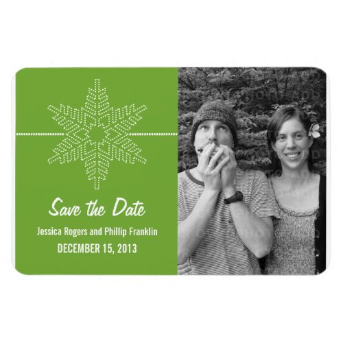 Sweet Snowflake Save the Date Magnet Green Magnet