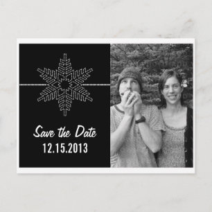 Sweet Snowflake Save the Date Postcard, Black Announcement Postcard