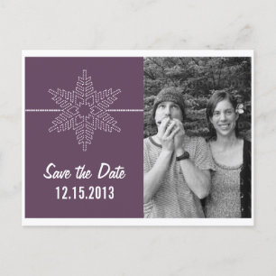 Sweet Snowflake Save the Date Postcard, Purple Announcement Postcard