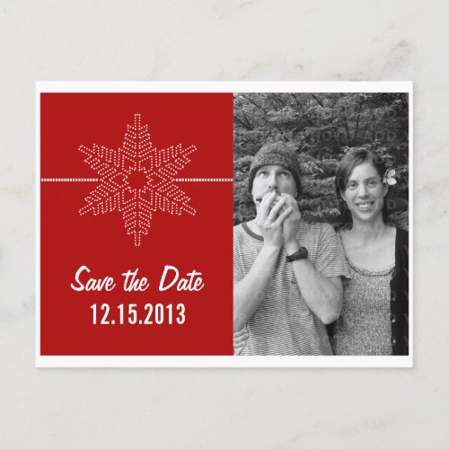 Sweet Snowflake Save the Date Postcard Red Announcement Postcard