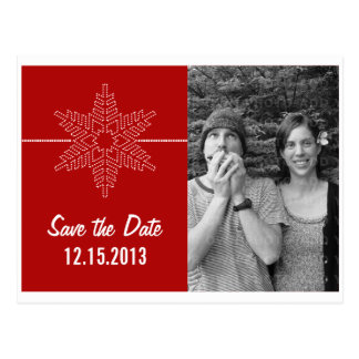 Christmas Wedding Save The Dates Postcards Zazzle Sweet Snowflake Save The Date Postcard Red