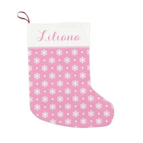 Sweet Snowflakes Personalized Stocking  Pink