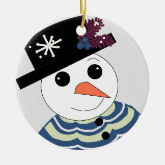 Sweet Snowman Face Ceramic Ornament