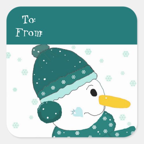 Sweet Snowman Square Sticker