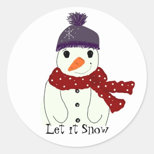 Sweet Snowmen Classic Round Sticker