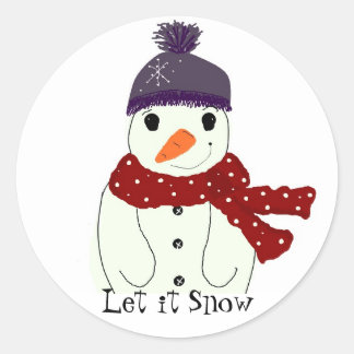 Sweet Snowmen Classic Round Sticker