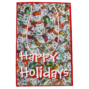 Sweet Snowmen Happy Holidays gift bag medium
