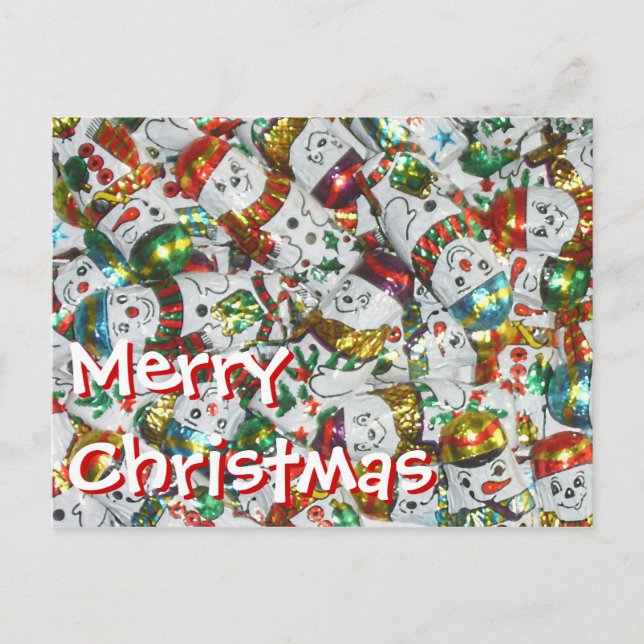 Sweet Snowmen Merry Christmas postcard horizontal (Front)