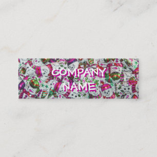 Sweet Snowmen Pink front text white skinny Mini Business Card
