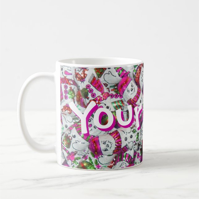 Sweet Snowmen Pink Your Name mug (Left)