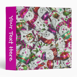 Sweet Snowmen Pink 'Your Text' binder pink
