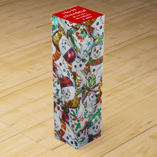 Sweet Snowmen Text gift box wine