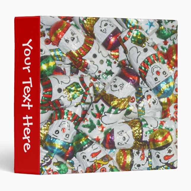 Sweet Snowmen 'Your Text' binder red (Front/Spine)