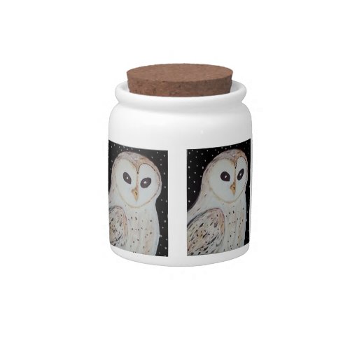 sweet snowy owl candy jar