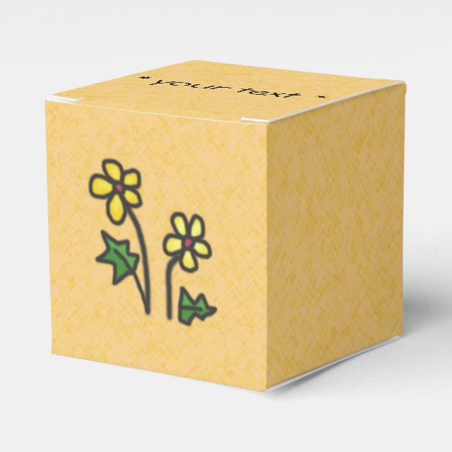 Sweet Softened Drawn Yellow Flowers Favor Boxes (Front Side)