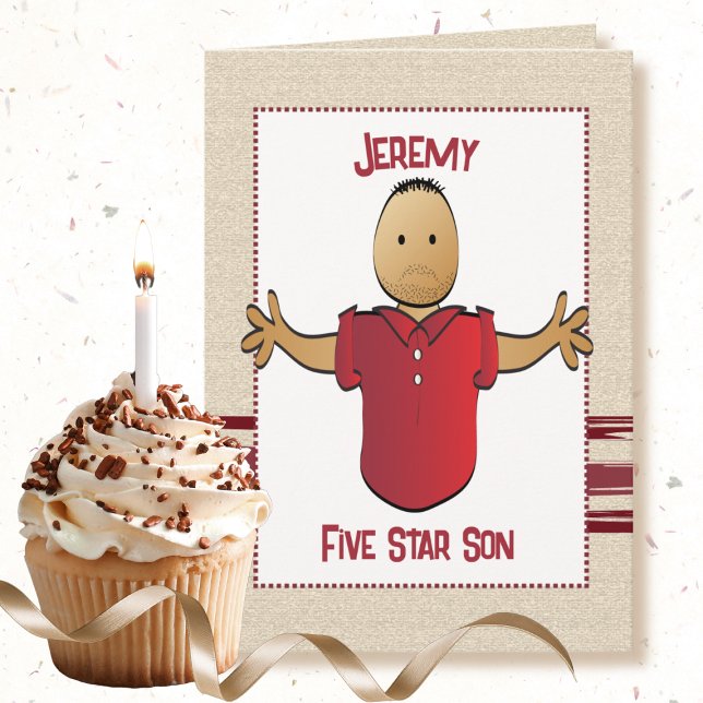  Sweet Son Cartoon Five Star Funny Birthday  Card (Creator Uploaded)