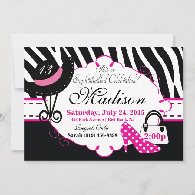 Sweet Sophisticated Diva Birthday Invitation (Front)