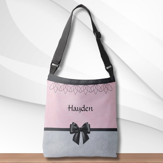 Sweet & Sophisticated Pink and Gray Messenger Bag (Sweet and Sophisticated Pink and Gray Messenger Bag)