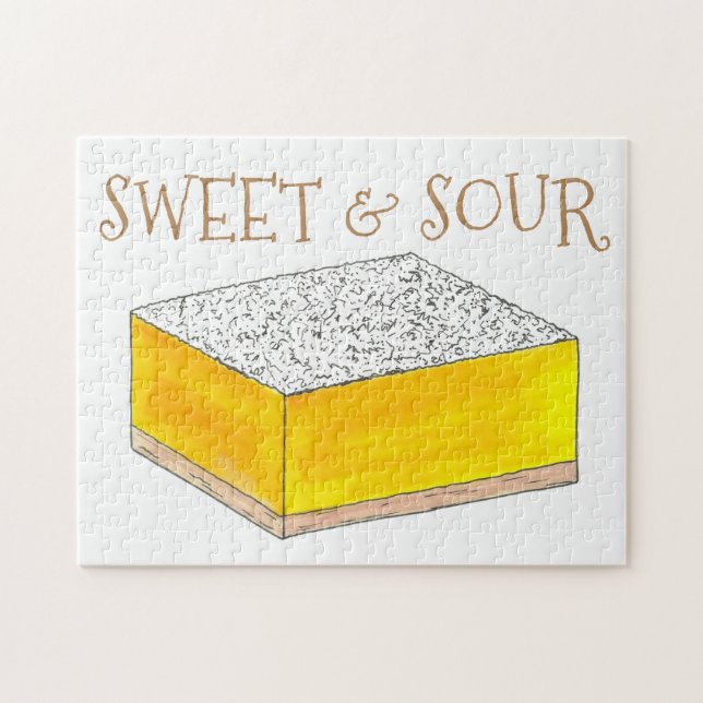 Sweet & Sour Yellow Lemon Bar Square Pastry Baking Jigsaw Puzzle (Horizontal)