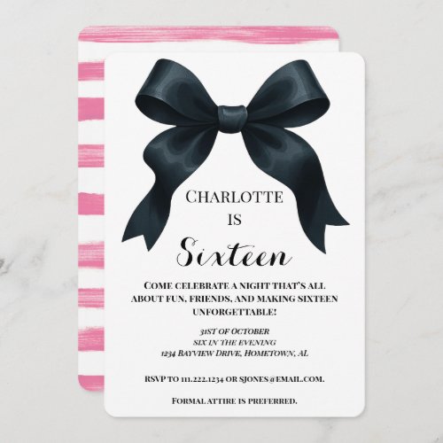 Sweet Southern 16 Bow Invitation - Downloadable