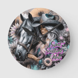 Sweet Southern Mess Round Clock