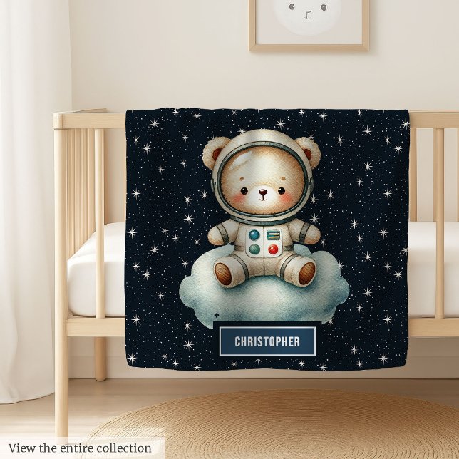 Sweet Space Bear Custom Name Baby Boy Blanket Gift (Sweet Space Bear Custom Name Baby Boy Blanket Gift)
