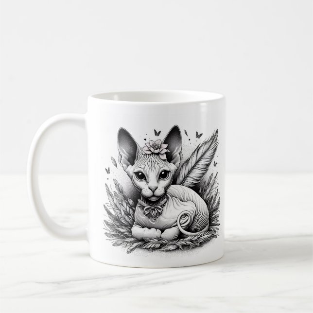 Sweet Sphynx Cat Coffee Mug (Left)