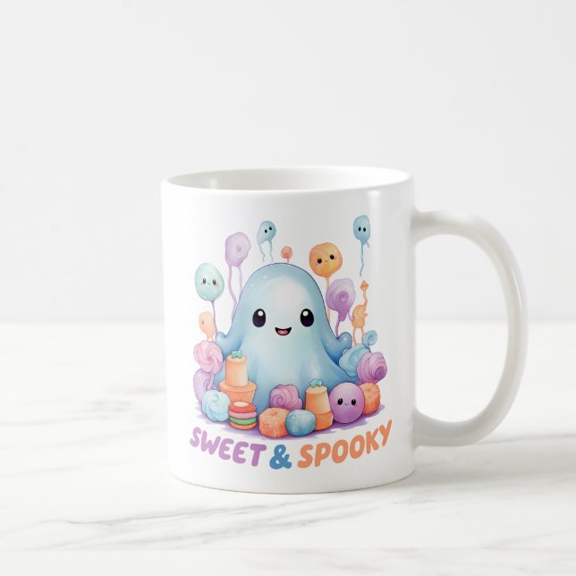 Sweet & Spooky – Cute Pastel Blue Ghoul Coffee Mug (Right)