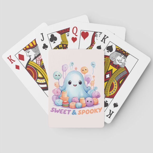 Sweet & Spooky – Cute Pastel Blue Ghoul Poker Cards (Back)