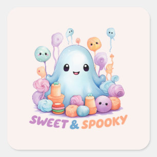 Sweet & Spooky – Cute Pastel Blue Ghoul Square Sticker