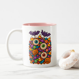  Sweet & Spooky Halloween Candy Chaos Two-Tone Coffee Mug