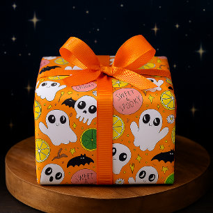 Sweet & Spooky Halloween Ghosts, Skulls & Citrus Wrapping Paper