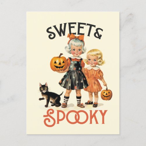 Sweet  Spooky mid_century vintage style Postcard