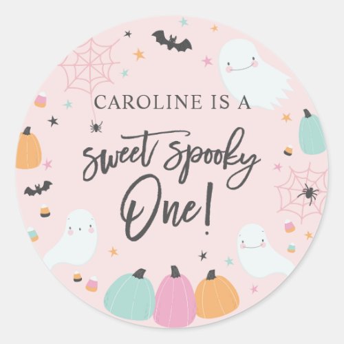 Sweet Spooky One 1st Birthday Party Round Stickers