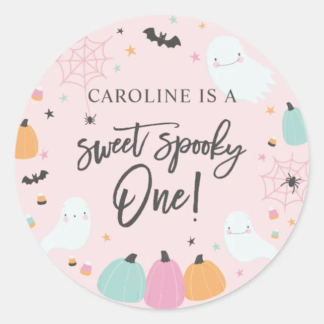 Sweet Spooky One 1st Birthday Party Round Stickers | Zazzle