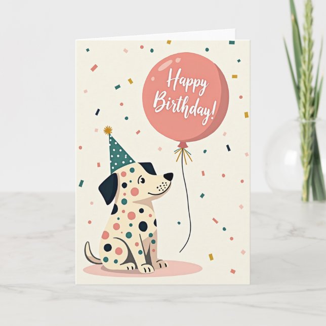Sweet Spotted Puppy Birthday Card (Front)
