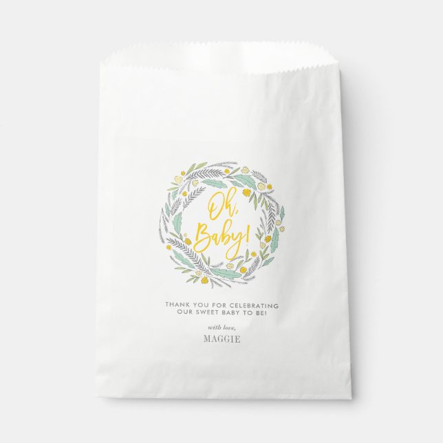 Sweet Sprigs Gender Neutral Baby Favor Bag (Front)
