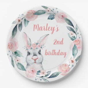 Sweet Spring Bunny Rabbit Birthday Theme Paper Plates