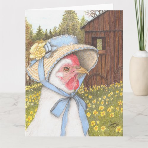 Sweet Spring Chicken enjoying a sunny day  Card