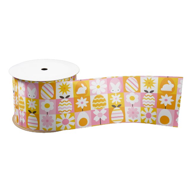 Sweet Spring Easter Patchwork  Satin Ribbon (Spool)
