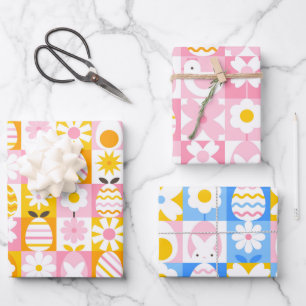 Sweet Spring Easter Patchwork Wrapping Paper Sheets